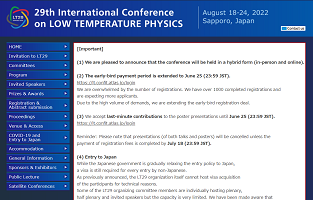 29th International Conference on LOW TEMPERATURE PHYSICS August 18-24, 2022